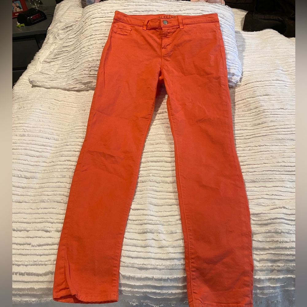 J Brand women’s straight leg jeans. Orange.